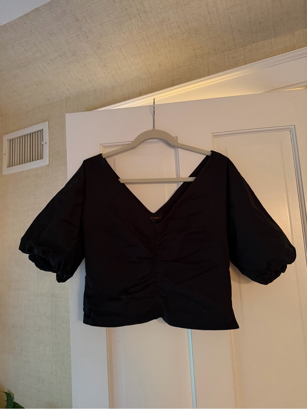 Kirna Zabete - Puff Sleeve Blouse in Black, Size Small